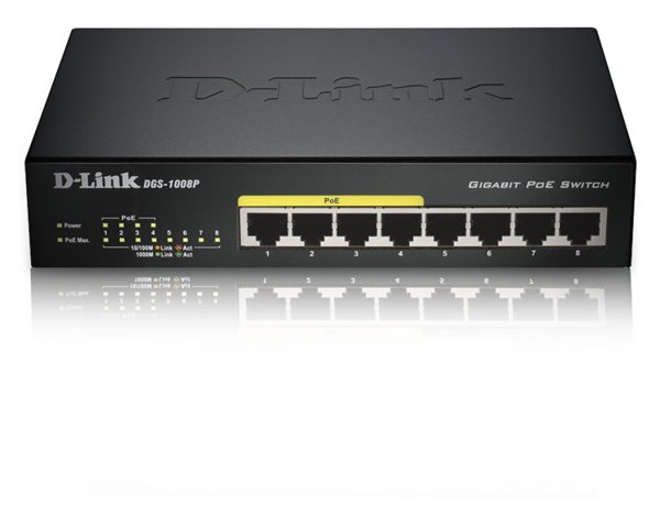 Switch D-Link 8 puertos Gigabit · 4 PoE